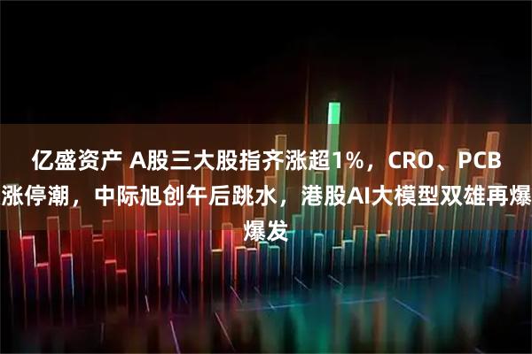 亿盛资产 A股三大股指齐涨超1%，CRO、PCB掀涨停潮，中际旭创午后跳水，港股AI大模型双雄再爆发